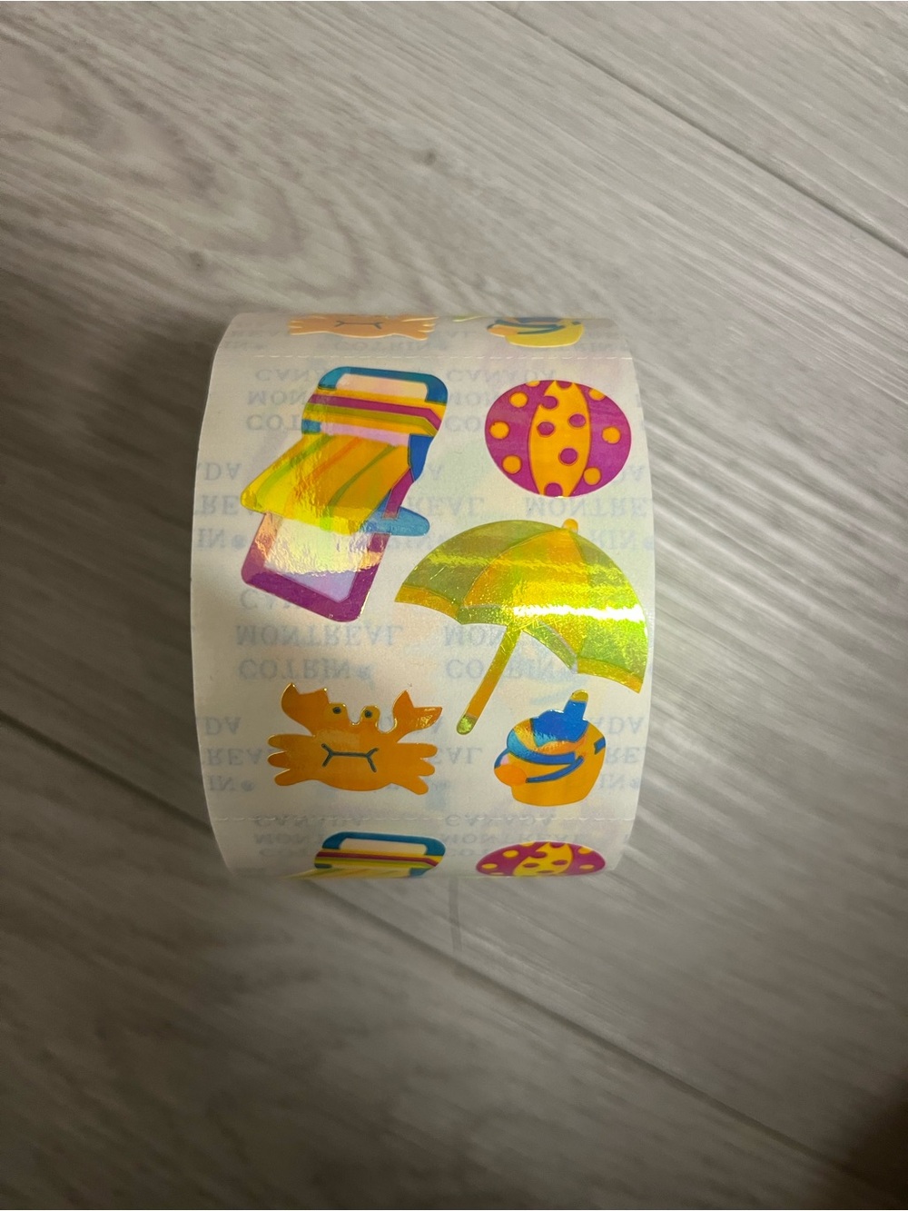 Holographic Beach-Themed Home Design Stickers - Yellow & Multicolor